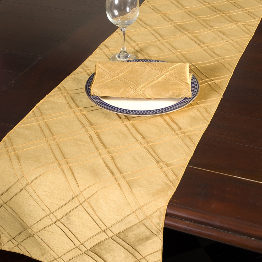 Allan Andrews Gold Polyester Pintuck Table Runner