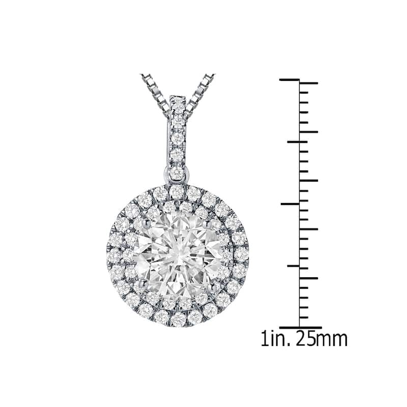 Auriya 14k Gold 2 3/5ct TDW Round Double Halo Diamond Necklace (J-K, SI2-SI3)