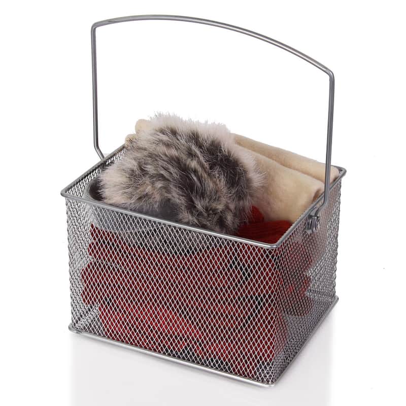 YBM Home Stainless Steel Rectangle Mesh Condiment Caddy and Utensil/ Napkin Holder, 2370