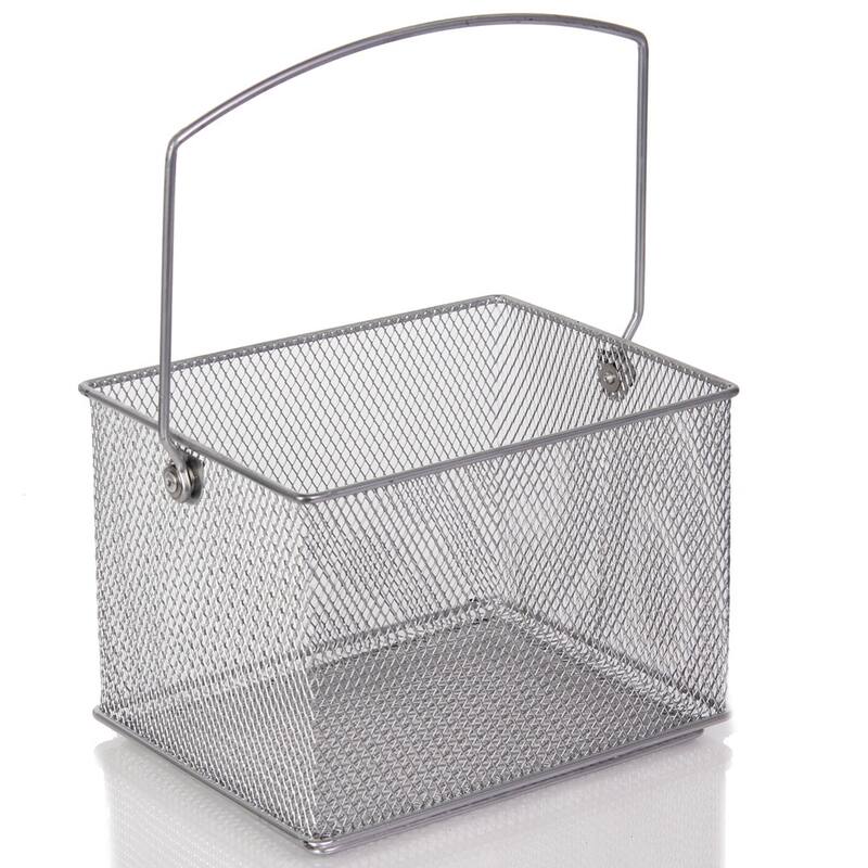 YBM Home Stainless Steel Rectangle Mesh Condiment Caddy and Utensil/ Napkin Holder, 2370