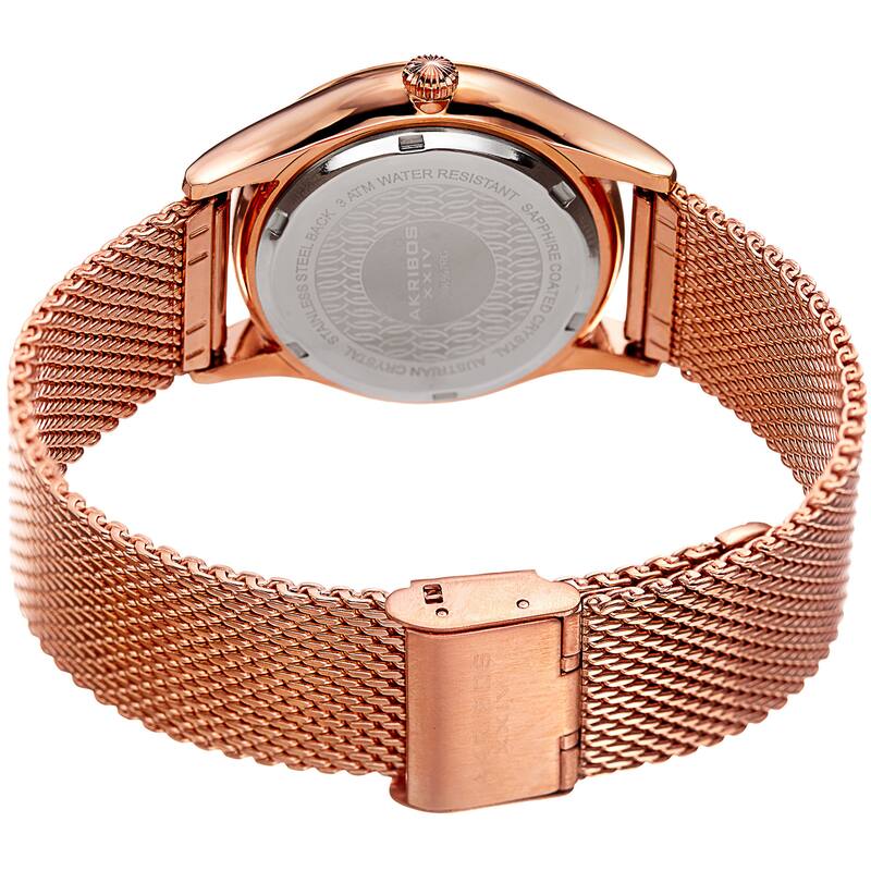 Akribos XXIV Women's Quartz Swarovski Crystal Rose-Tone Mesh Bracelet Watch