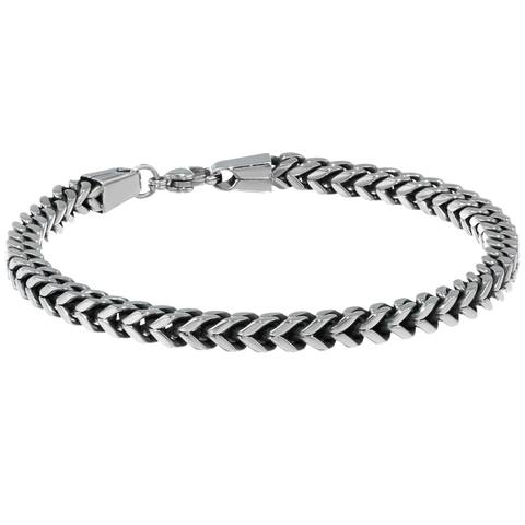 Stainless Steel 5mm Foxtail Chain Men's Bracelet - Silver