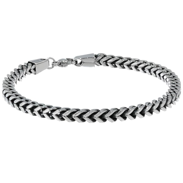 Shop Stainless Steel and Leather Men's 8-inch Bracelet - On Sale - Free ...