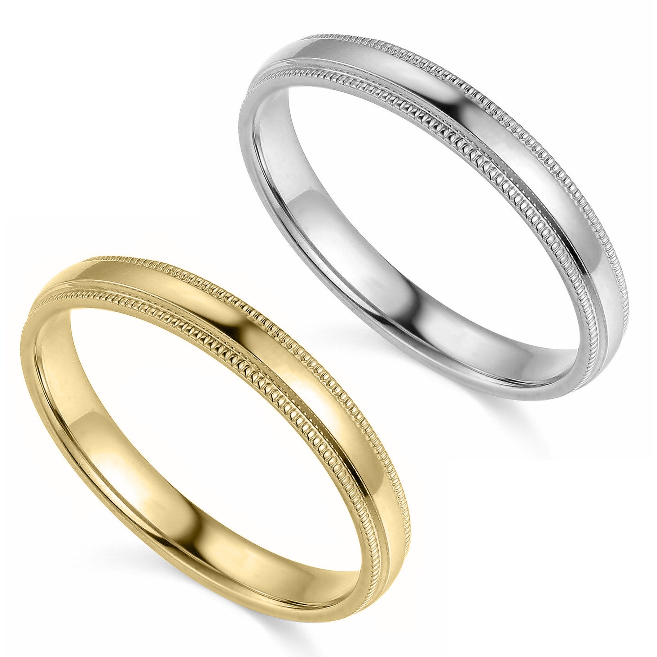 Size 11 14k Solid Yellow Gold Milgrain Comfort Wedding Ring Band 4MM