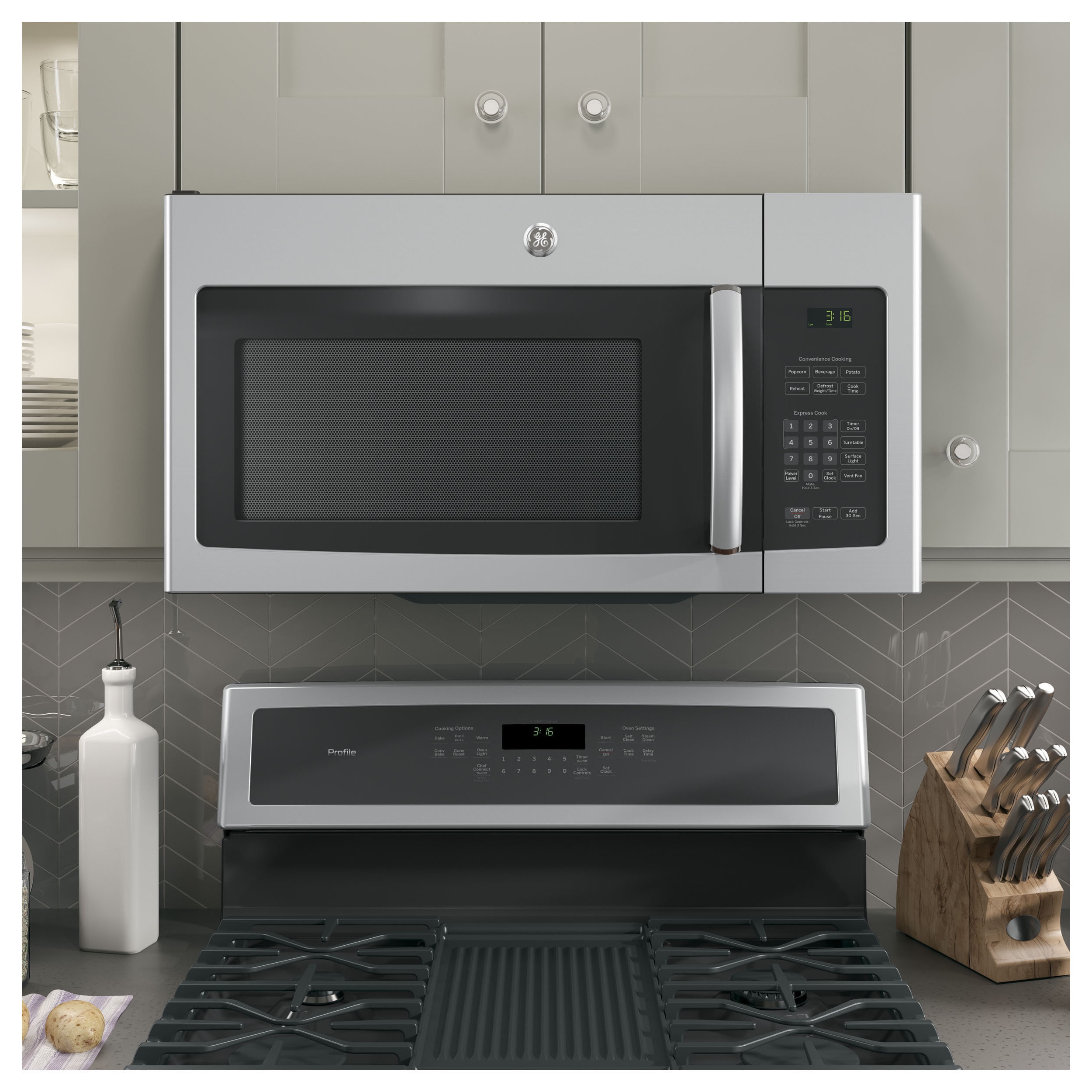 Shop Ge 1 6 Cubic Feet Over The Range Microwave Oven Stainless