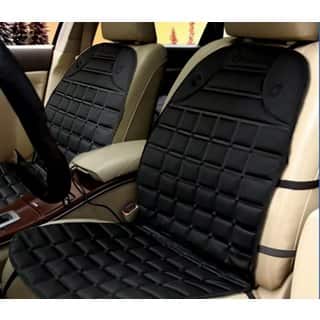 Zone Tech Black Fabric 12 Volt Seat Heater Cushion With Integrated Plug Set Of