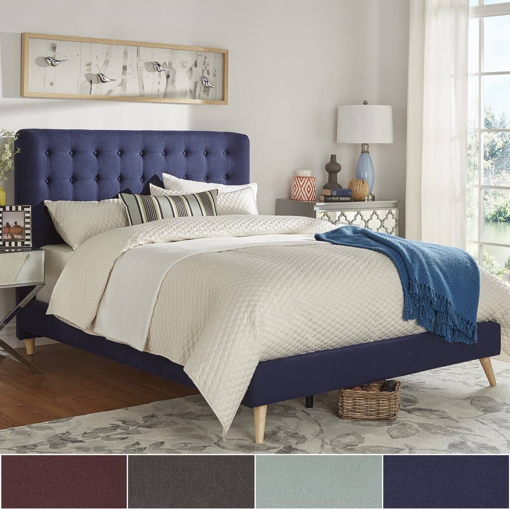 Niels Danish Modern Tufted Fabric Upholstered Queen Size Bed iNSPIRE Q Modern