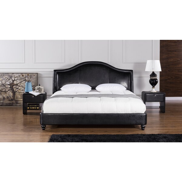 Black Leather Air Fabric Bed