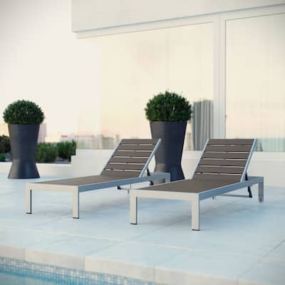 Shore Aluminum Outdoor Grey 2-piece Patio Chaise Lounger Set
