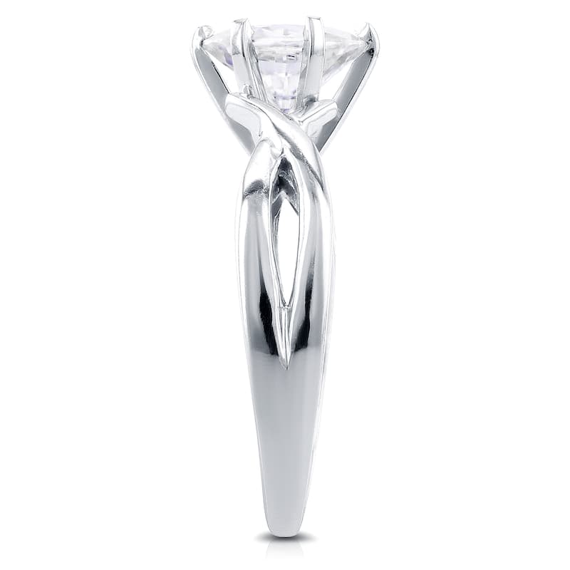 Annello by Kobelli 14k White Gold 1 1/2ct Oval Forever One Moissanite Solitaire Crossover Engagement Ring (DEF/VS)