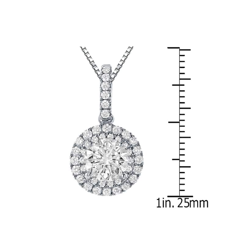 Auriya 14k Gold 2 1/8ct TDW Round Double Halo Diamond Necklace (J-K, SI1-SI2)