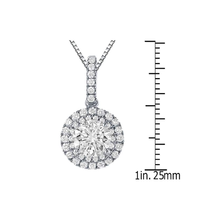 Auriya 14k Gold 2 1/8ct TDW Round Double Halo Diamond Necklace (J-K, SI1-SI2)