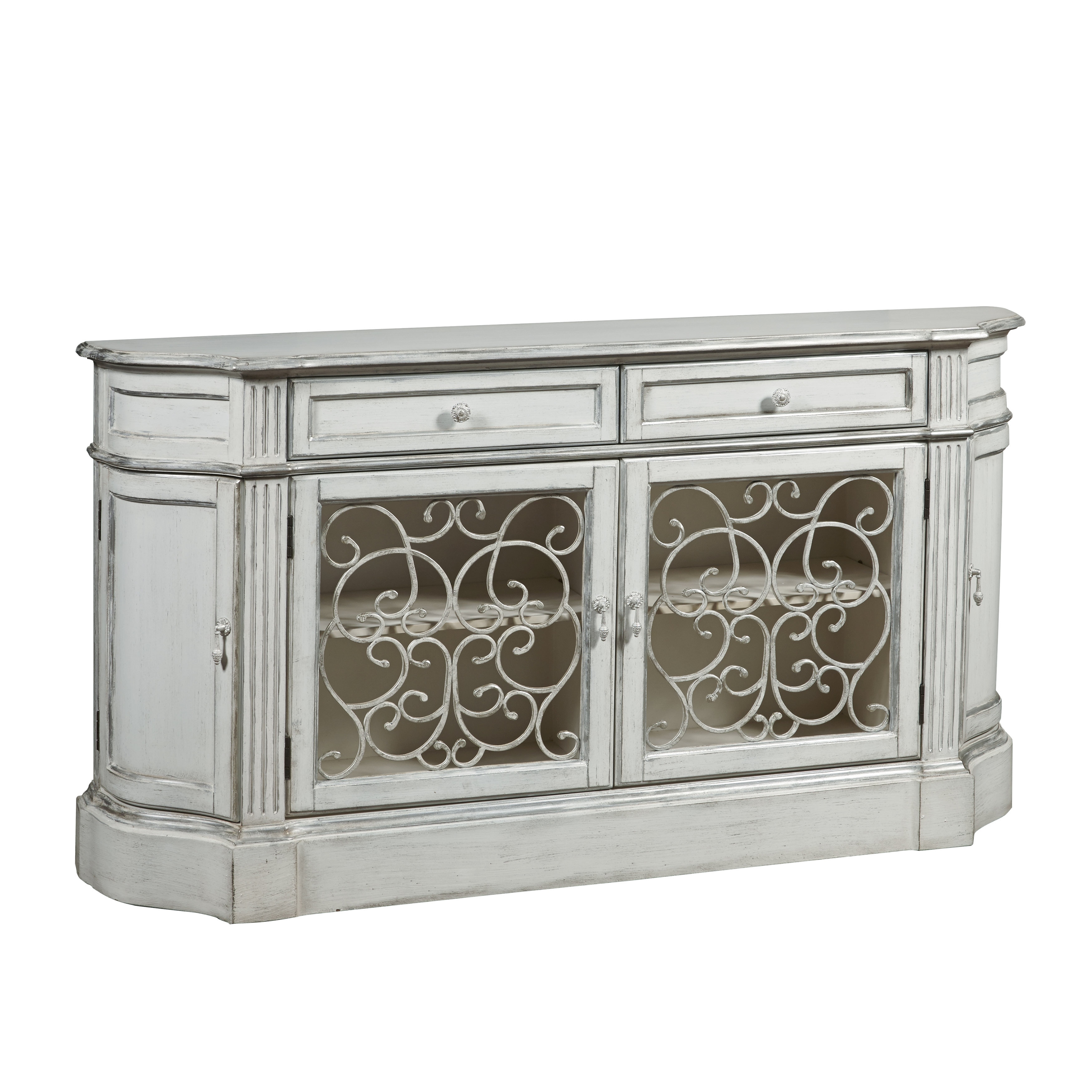 Shop Hand Painted Distressed Aged Ivory Finish Credenza Free