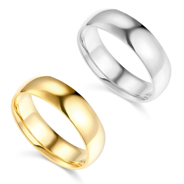 14k Yellow or White Gold 6 mm Polished Comfort Fit Wedding Band. Opens flyout.