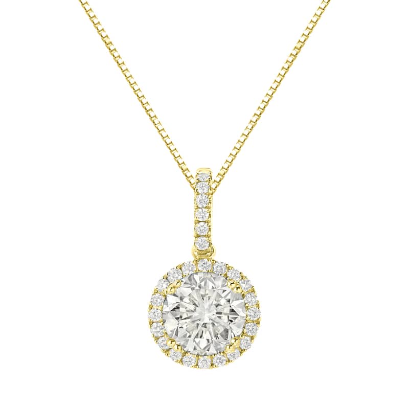 Auriya 14k Gold 2 1/4ct TDW Round Halo Diamond Necklace (J-K, SI2-SI3)