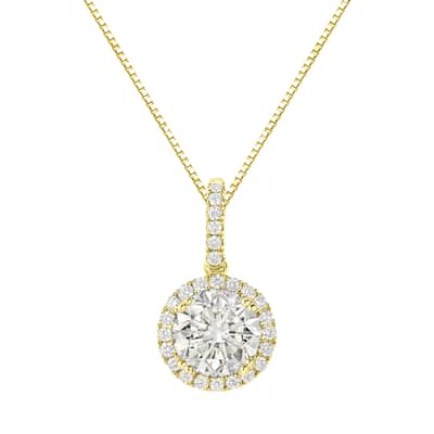 Auriya 14k Gold 2 1/4ct TDW Round Halo Diamond Necklace (J-K, SI2-SI3)