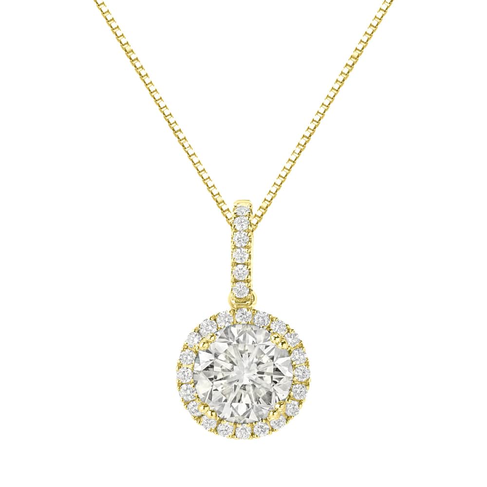 Auriya 14k Gold 2 1/4ct TDW Round Halo Diamond Necklace (J-K, SI2-SI3)