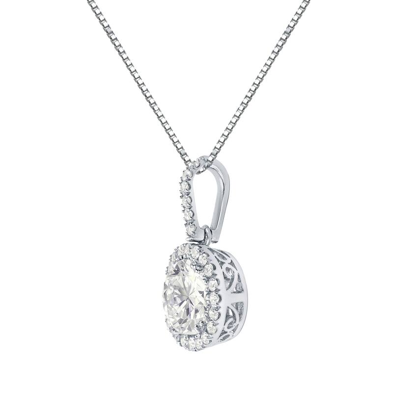 Auriya 14k Gold 2 1/4ct TDW Round Halo Diamond Necklace (J-K, SI2-SI3)