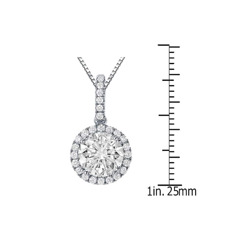 Auriya 14k Gold 2 1/4ct TDW Round Halo Diamond Necklace (J-K, SI2-SI3)