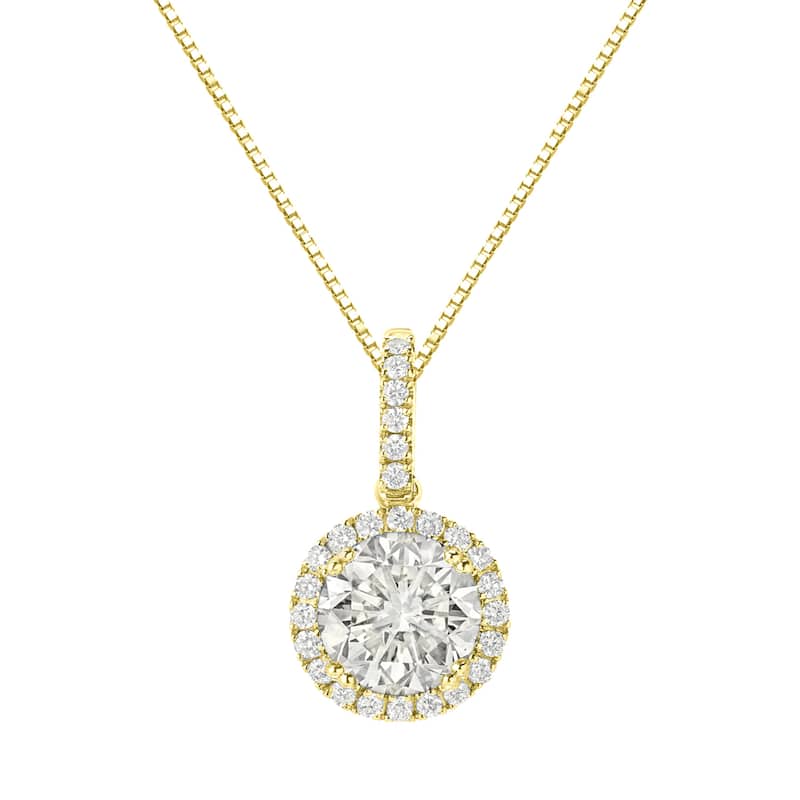 Auriya 14k Gold 2 1/4ct TDW Round Halo Diamond Necklace (J-K, SI2-SI3)