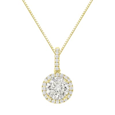 Auriya 14k Gold 2 1/4ct TDW Round Halo Diamond Necklace (J-K, SI2-SI3)