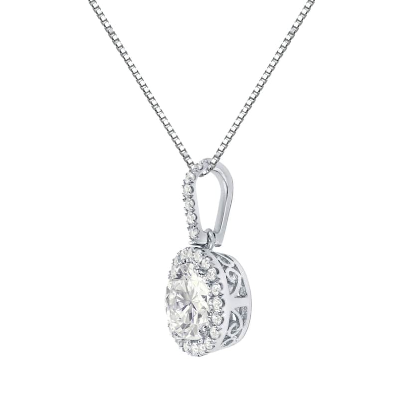 Auriya 14k Gold 2 1/4ct TDW Round Halo Diamond Necklace (J-K, SI2-SI3)