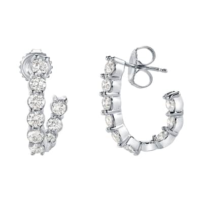 14k Gold Unique 1 1/4ct TDW Inside-Out J-Hoop Diamond Stud Earrings by Auriya (J-J, I1-I2)