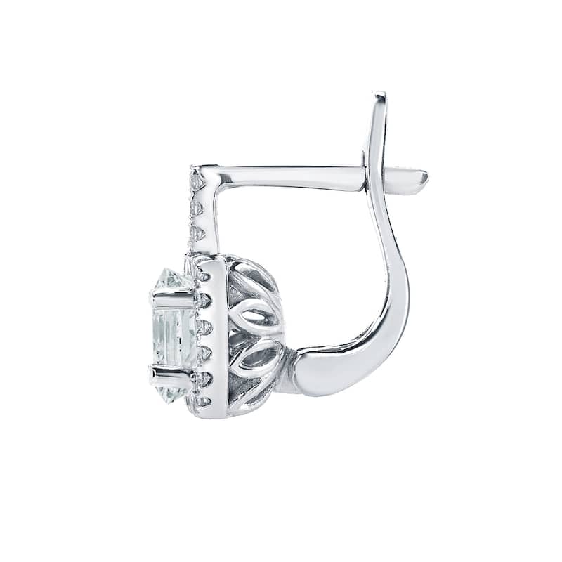 14k Gold Cushion-Cut 2 2/5ct TDW Diamond Halo Dangle Earrings by Auriya (H-1, SI1-SI2)