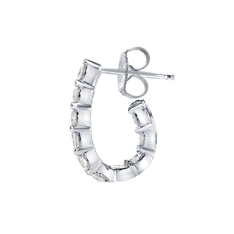 14k Gold Unique 3/4ct TDW Inside-Out J-Hoop Diamond Stud Earrings by Auriya (J-J, I1-I2)