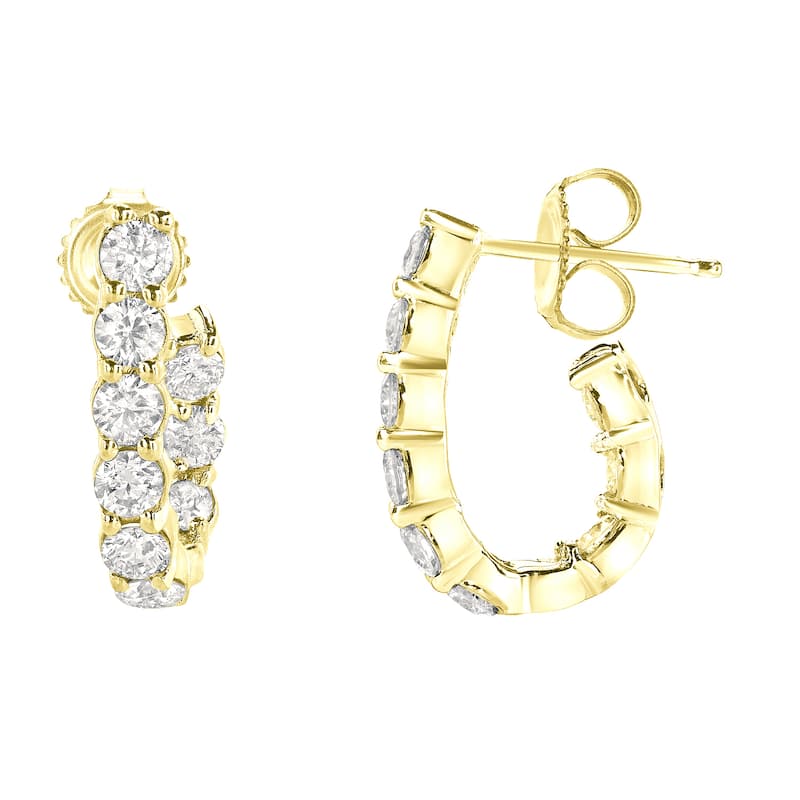 14k Gold Unique 3/4ct TDW Inside-Out J-Hoop Diamond Stud Earrings by Auriya (J-J, I1-I2)