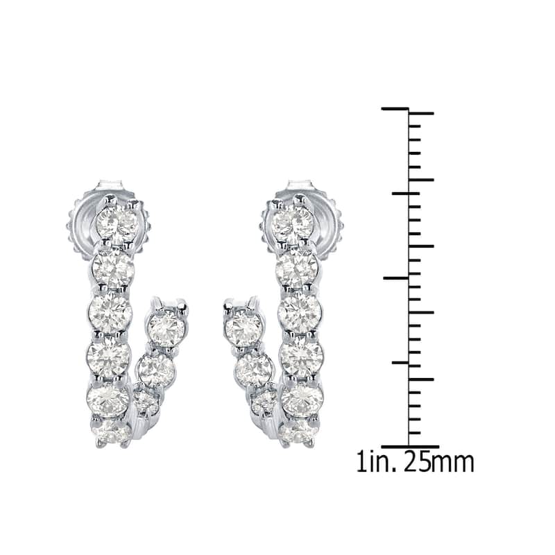 14k Gold Unique 3/4ct TDW Inside-Out J-Hoop Diamond Stud Earrings by Auriya (J-J, I1-I2)