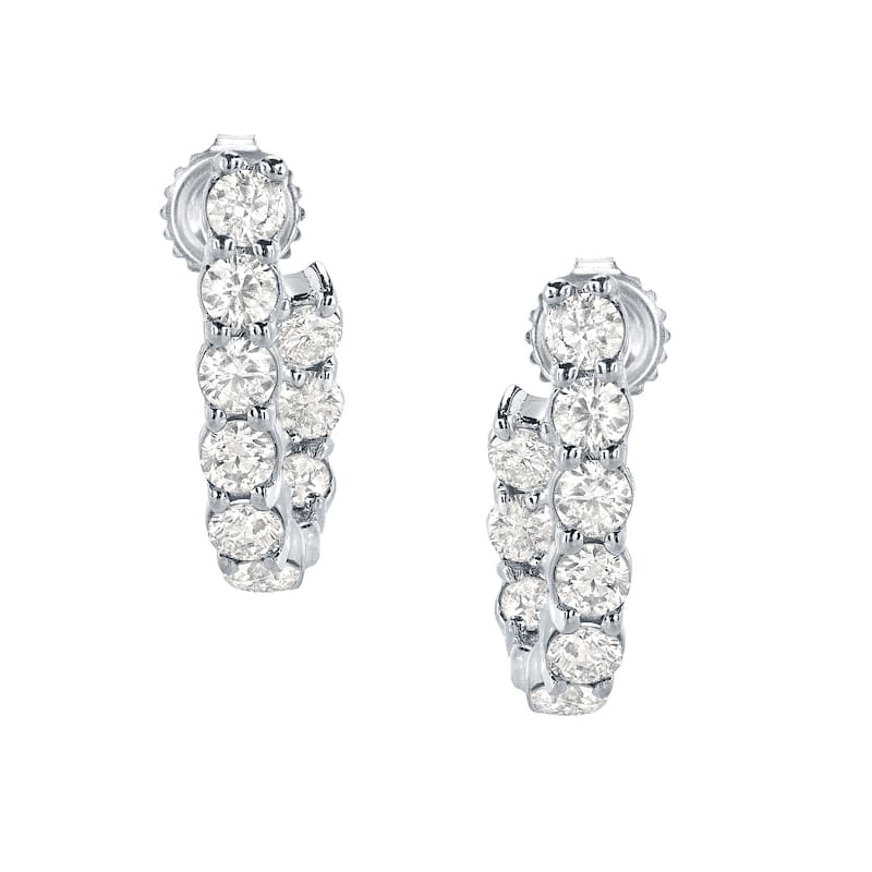14k Gold Unique 3/4ct TDW Inside-Out J-Hoop Diamond Stud Earrings by Auriya (J-J, I1-I2)