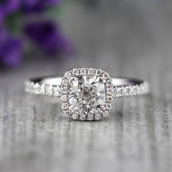 Shop Auriya 2 Carat Tw Cushion Cut Halo Diamond Engagement Ring