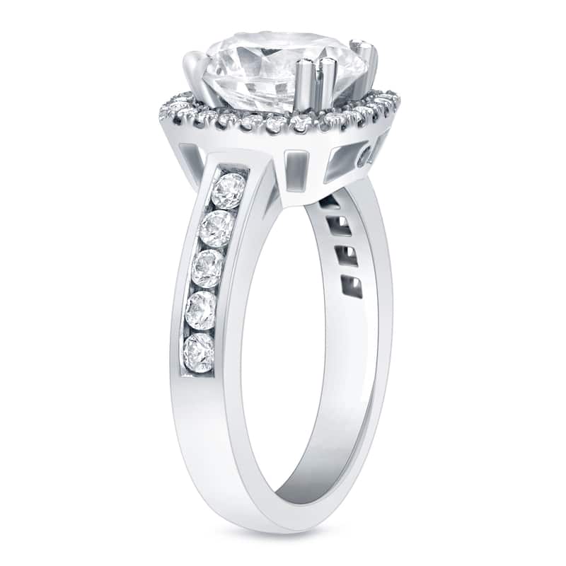 Auriya 14k Gold 2 carat TW Cushion-cut Halo Diamond Engagement Ring