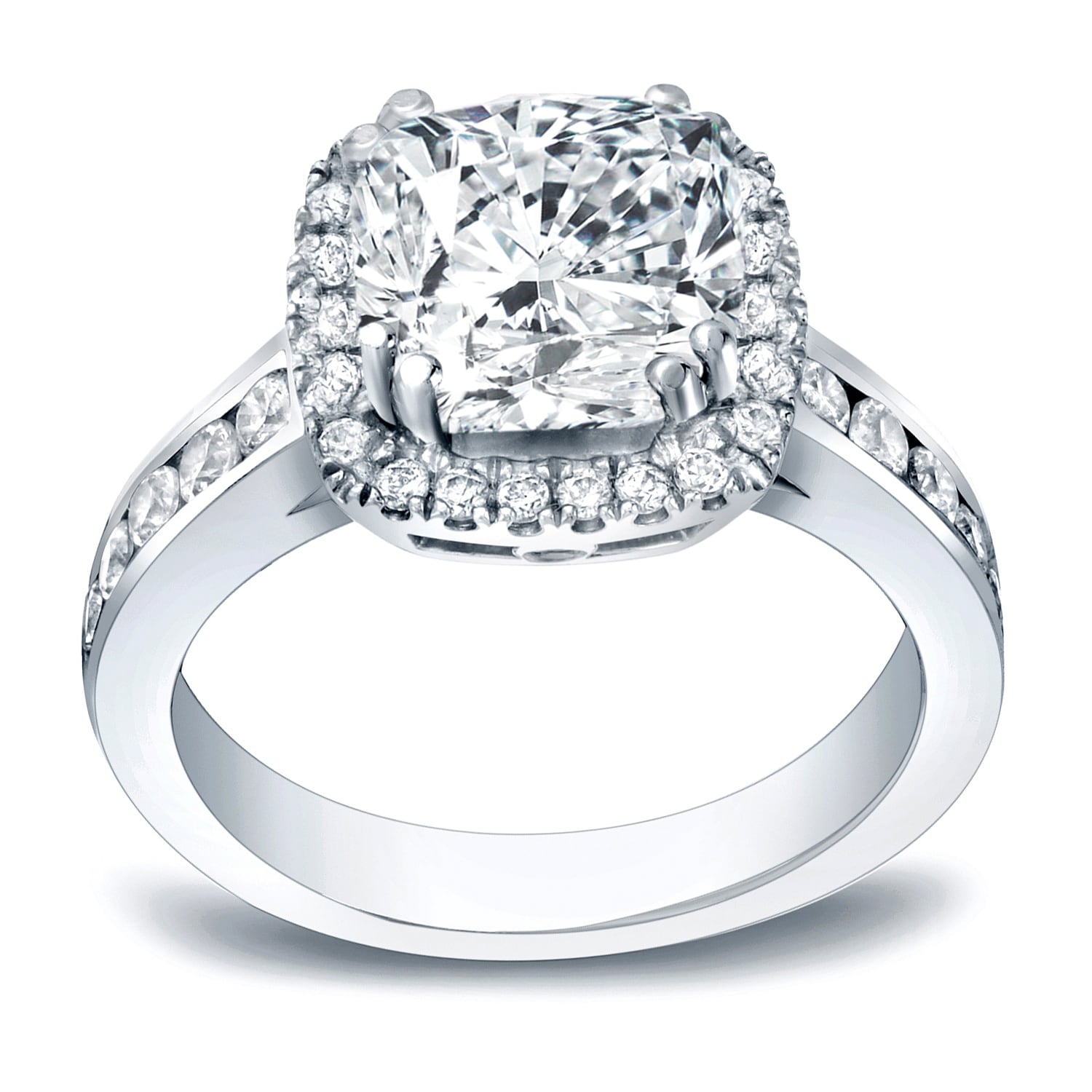 Auriya 14k Gold 2 carat TW Cushion-cut Halo Diamond Engagement Ring