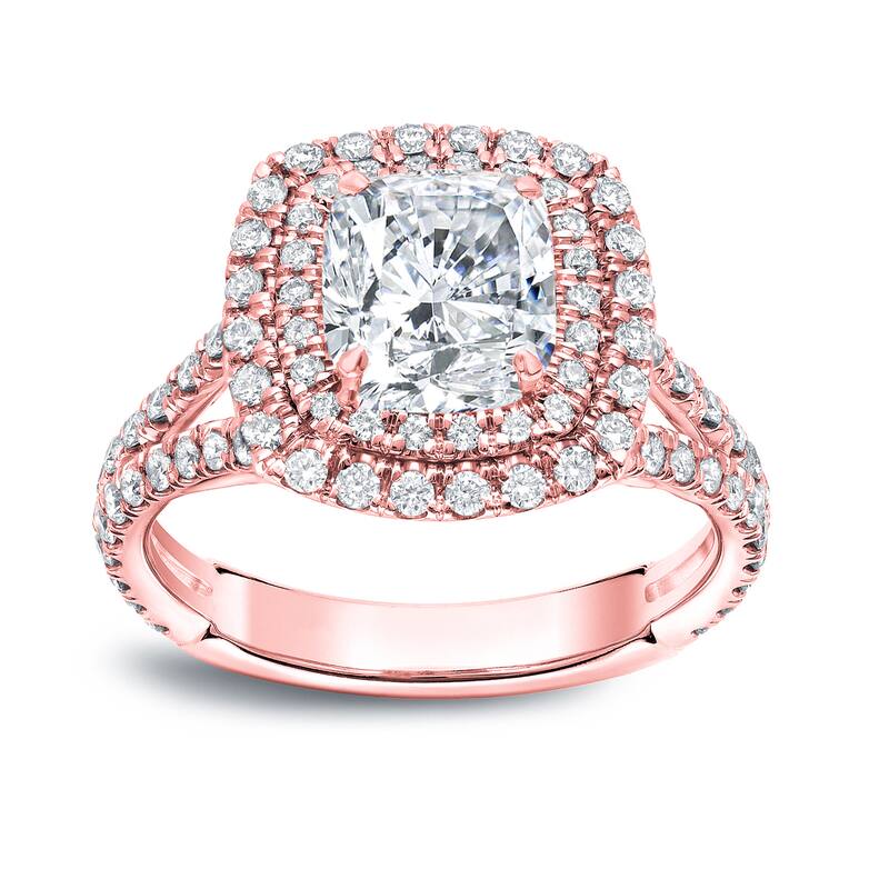 Auriya 18k Gold 2 1/2 carat TW Cushion-cut Halo Diamond Engagement Ring (H-I, VS1-VS2)