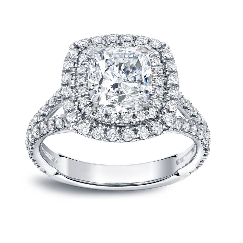Auriya 18k Gold 2 1/2 carat TW Cushion-cut Halo Diamond Engagement Ring (H-I, VS1-VS2)