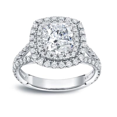 Auriya 18k Gold 2 1/2 carat TW Cushion-cut Halo Diamond Engagement Ring (H-I, VS1-VS2)