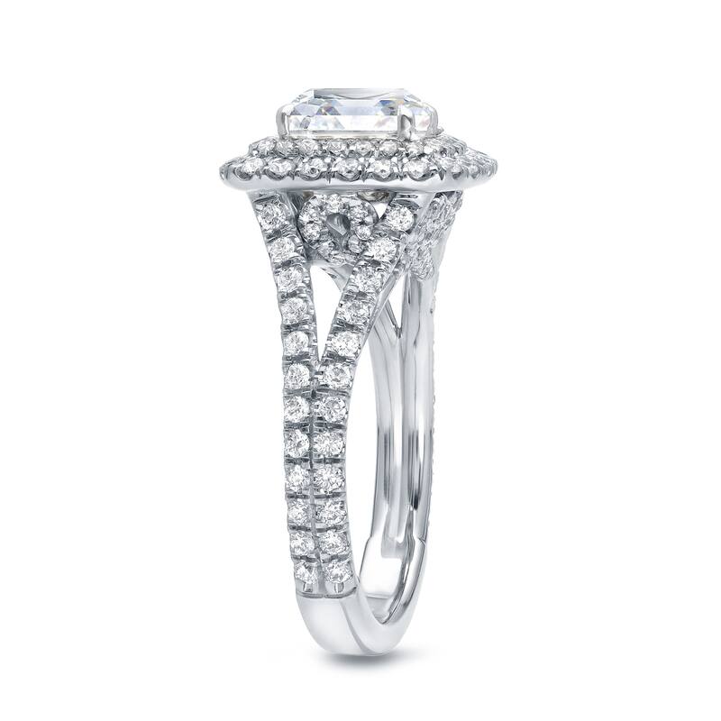 Auriya 18k Gold 2 1/2 carat TW Cushion-cut Halo Diamond Engagement Ring (H-I, VS1-VS2)