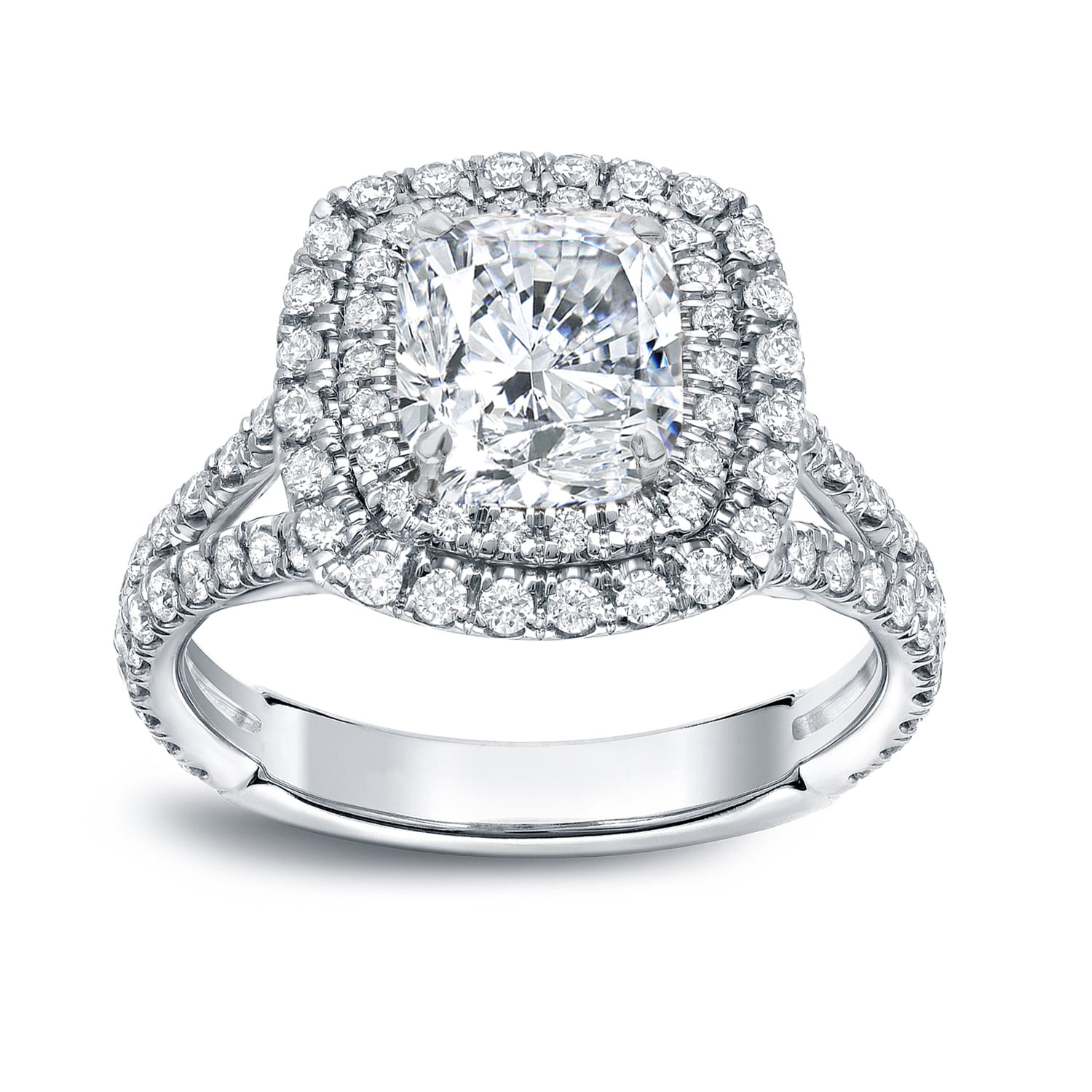 Auriya 18k Gold 2 1/2 carat TW Cushion-cut Halo Diamond Engagement Ring (H-I, VS1-VS2)