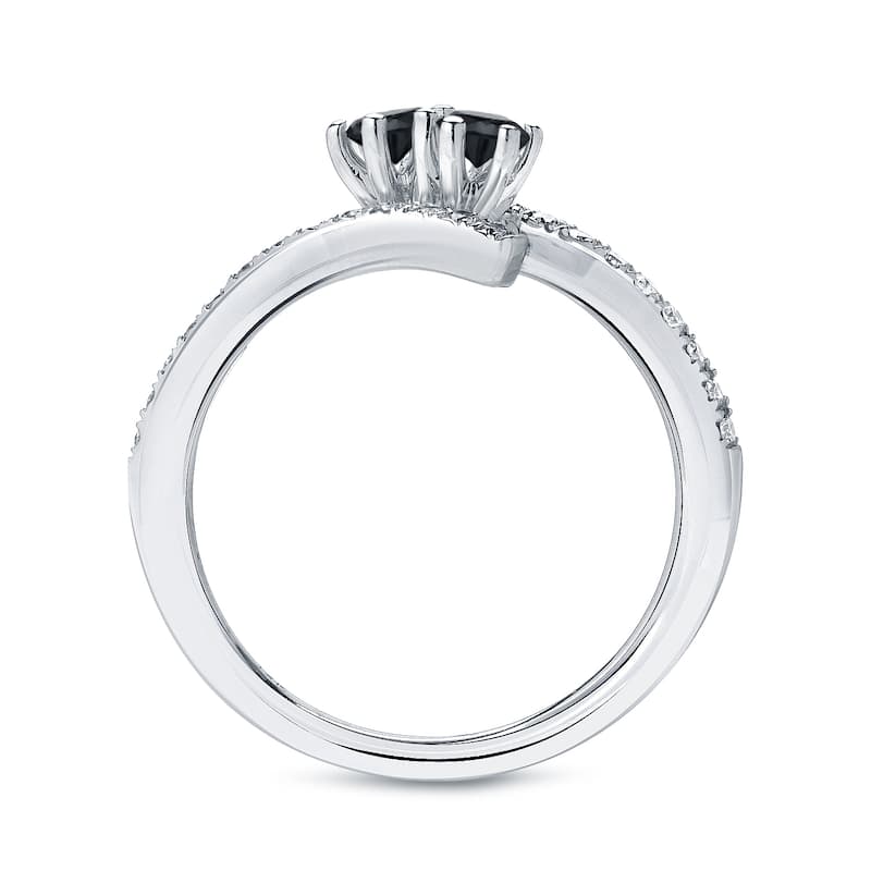 14k Gold Modern Round 1/2ct TDW 2-Stone Black Diamond Ring by Auriya