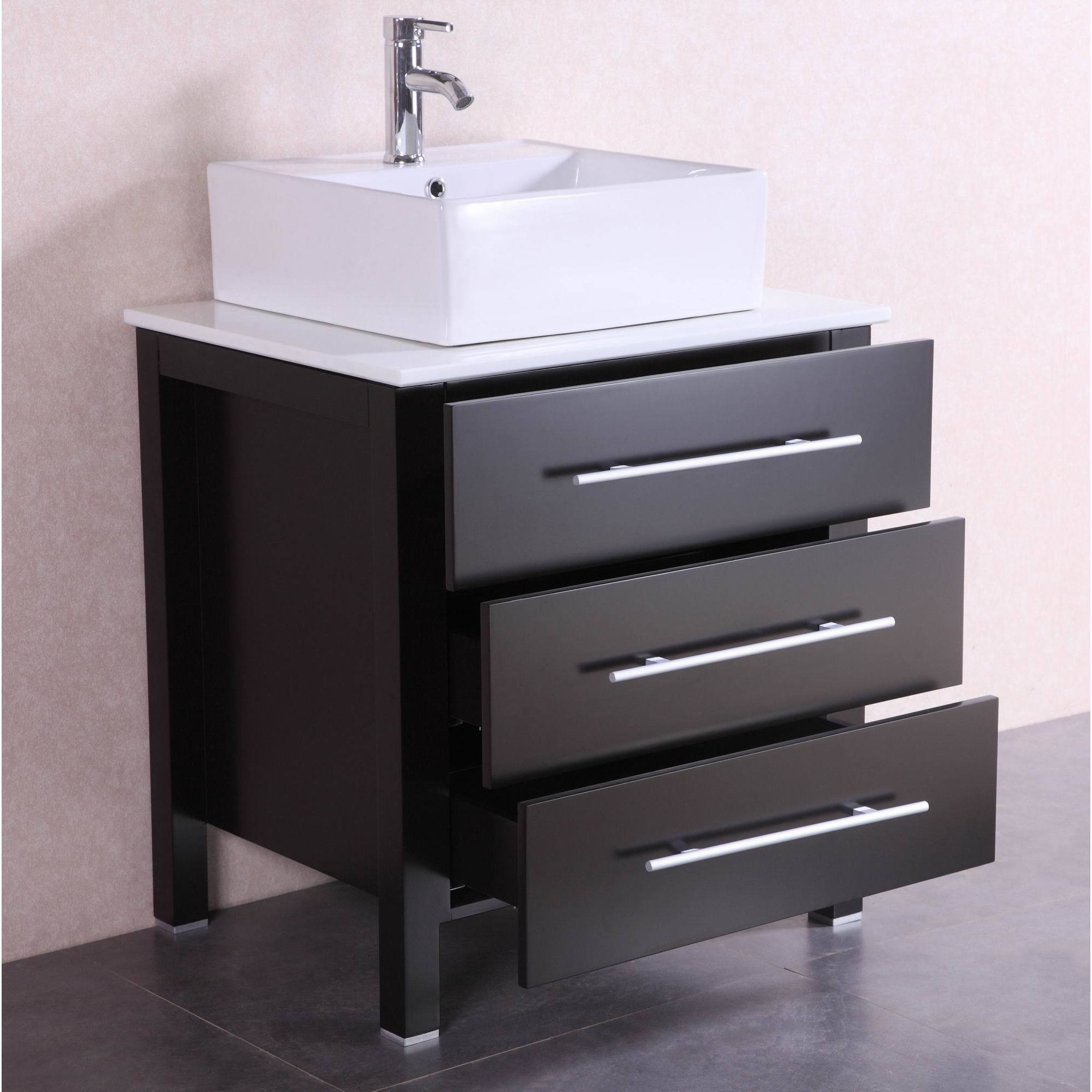 Shop 28 Inch Belvedere Modern Freestanding Espresso Bathroom Vanity W Vessel Sink Overstock 13464483