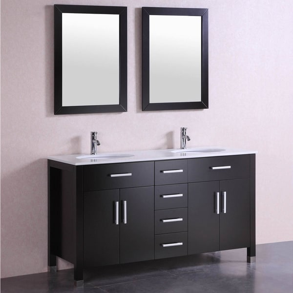 Shop 60 inch Belvedere Modern Espresso Double Sink Freestanding Bathroom Vanity - Free Shipping ...