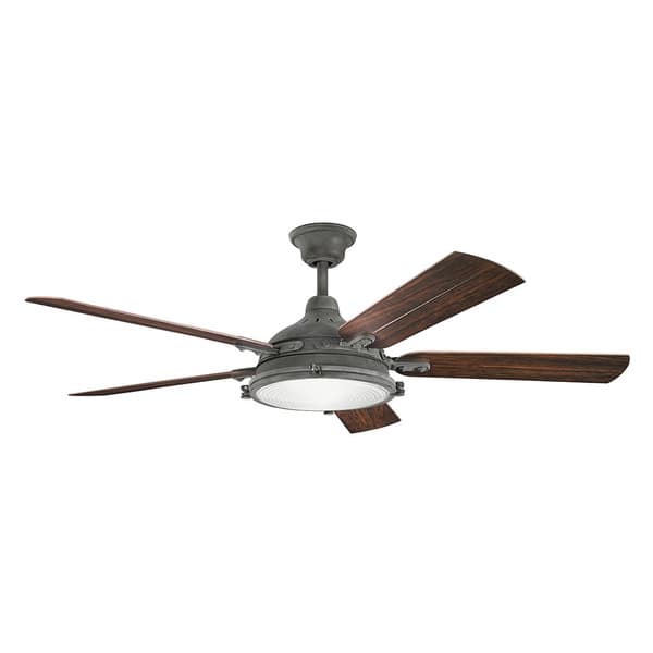 Kichler Lighting Hatteras Bay Patio Collection 60 Inch Weathered Zinc Ceiling Fan W Light