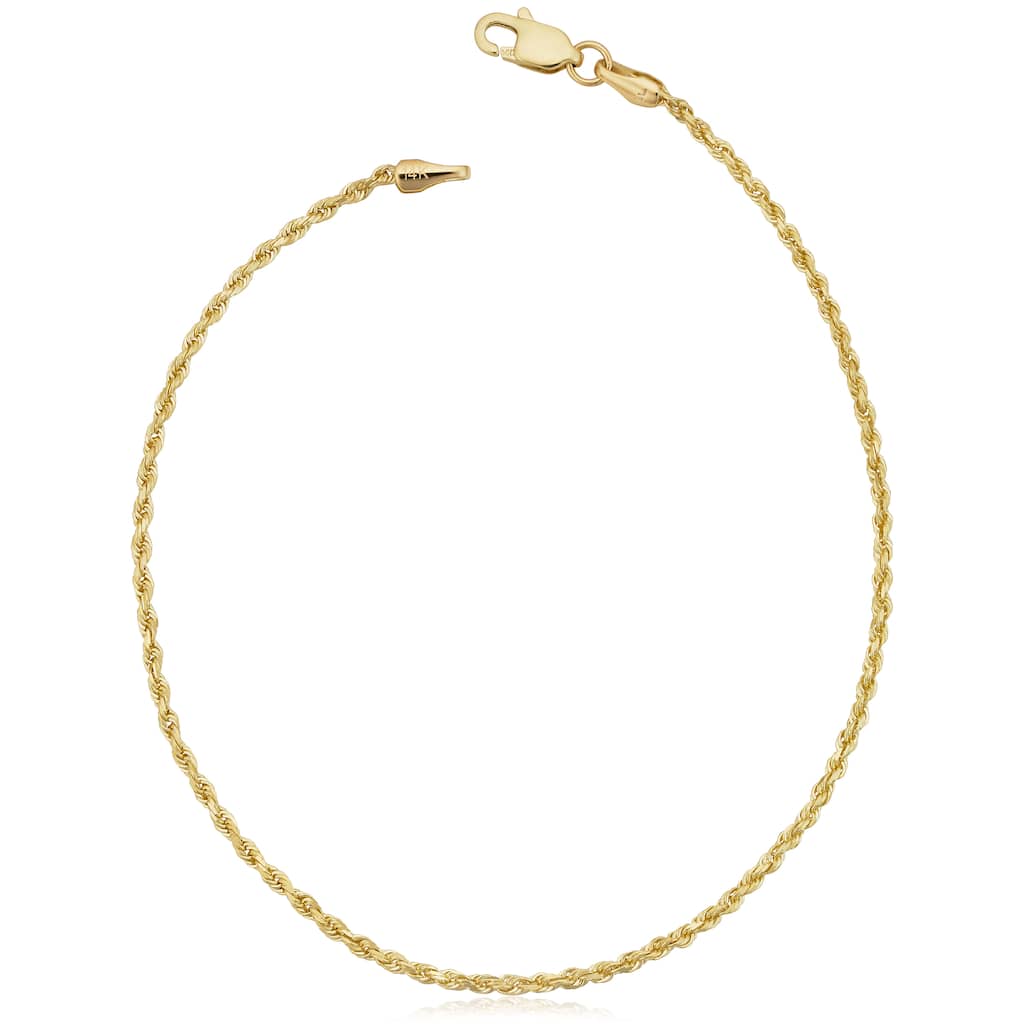 Fremada 14k Yellow Gold 1.5-mm Solid Rope Chain Bracelet (7.5 or 8.5 inches)