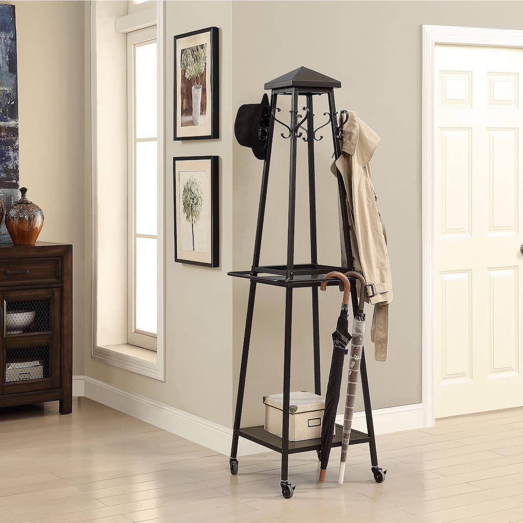 Madison Black Standalone Coat Rack and Storage Tower