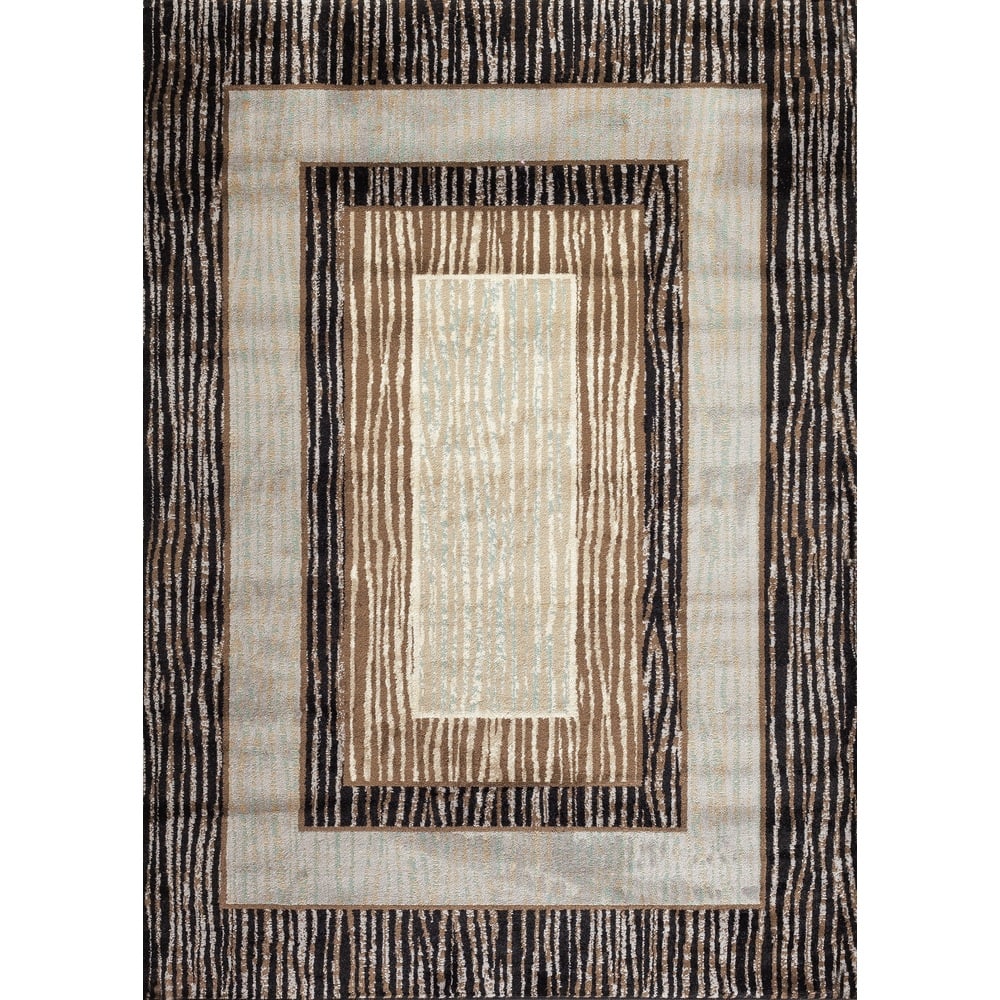 World Rug Gallery Fireside Brown, Beige, and Caramel Borders Area Rug
