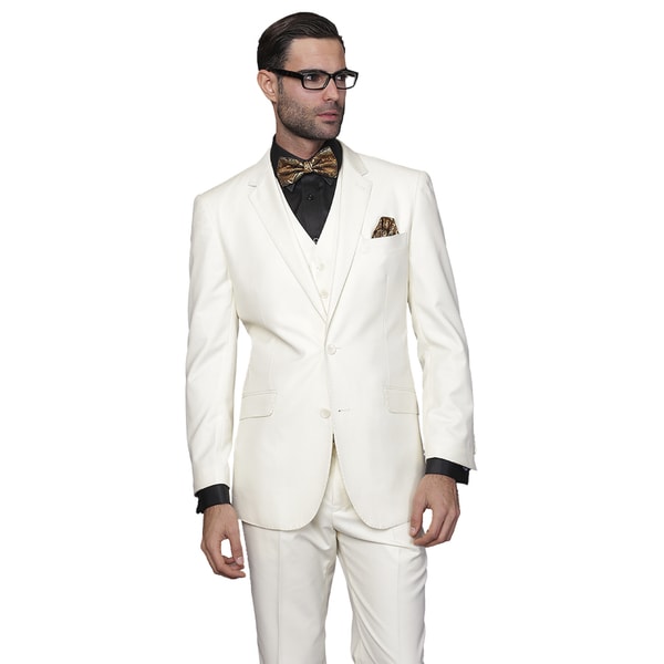 Statement Men's 3-piece Off-white Wool Suit
