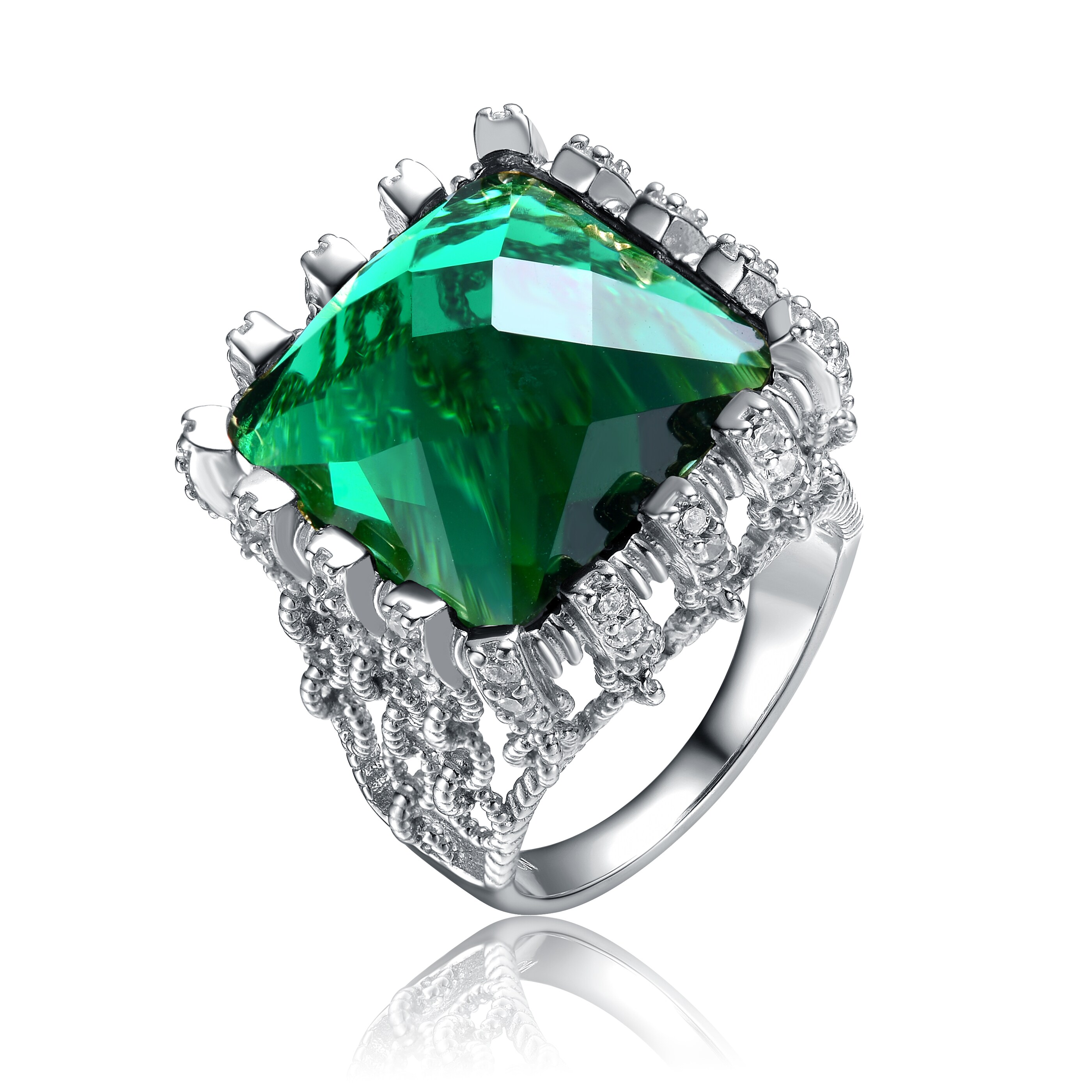 green cubic zirconia ring