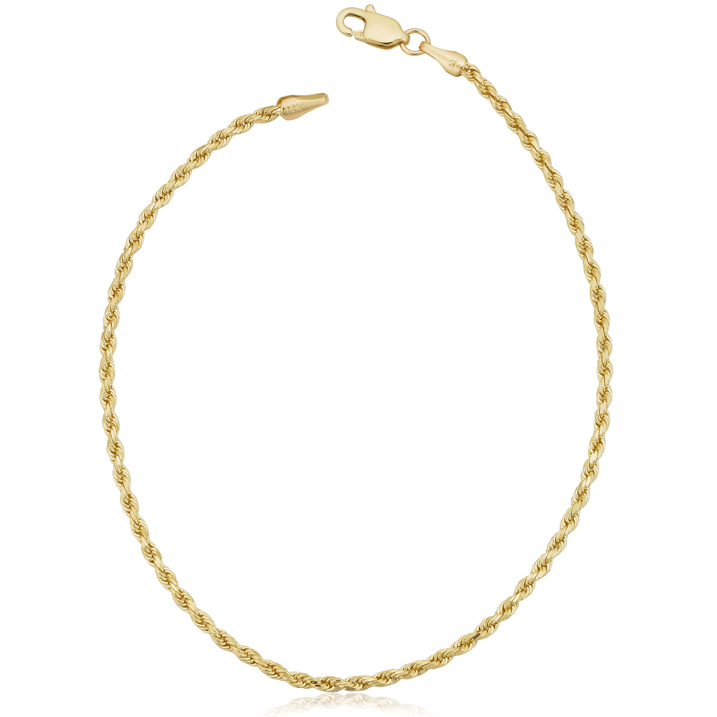 Au Naturale 14k Yellow Gold 1.7-mm Solid Rope Chain Anklet (10 inches)